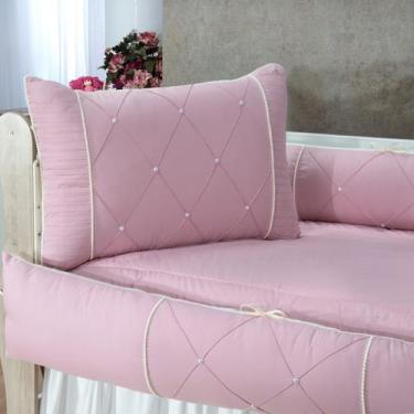 Imagem de Kit Berço Enxoval Bebê menina Berço Nacional/Americano Pérola Rose Lux