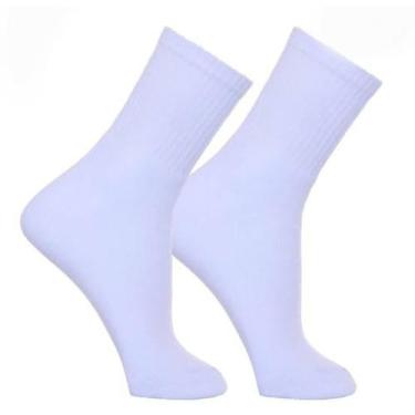 Imagem de 12 prs Meia Soquete BRANCA CANO MÉDIO  lisa Masculina Adulto N 37 a 45