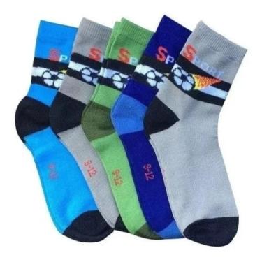 Imagem de 6 Pares Meia Infantil Masculina N 30a36 Cano Médio Juvenil Amorarma - 
