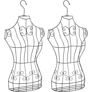 Imagem de Kritkin 2 peças manequim feminino preto metal fio de aço manequim pendurado corpo inteiro torso manequim feminino fio forma fio manequim para costura forma de vestido e exibição de boutique decoração