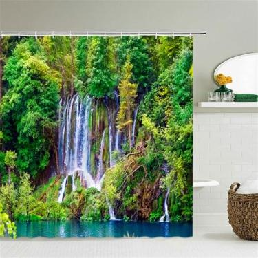 Imagem de Praia Mar Palmeiras Cortinas de Chuveiro Cenário Cortinas de Banheiro Impermeáveis Com Ganchos Decoração de Casa Tela de Banho Lavável,sy6221,W300xH180cm