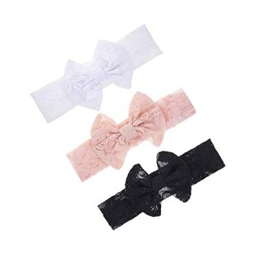Imagem de Tiara de renda turbante para meninas e meninas, gorro de renda JBC18, 3 faixas de cabelo, tamanho �nico