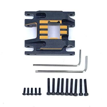 Imagem de KingVal Replacement Aluminum Skid Plate Gearbox Mount RC Spare Parts Compatible with Traxxas TRX4M 1/18 RC Crawler Car (Black-Gold)