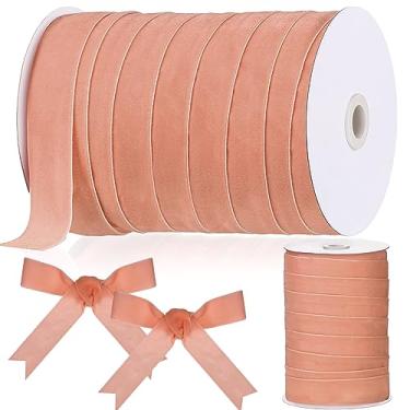 Imagem de Chuangdi Fita de veludo vintage de Natal carretel de face única fita de veludo de cetim para decoração de guirlanda de Natal DIY arco artesanato embrulho de presente (ouro rosa, 2,5 cm, 60 metros)