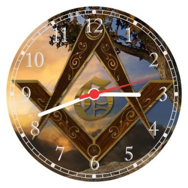 Imagem de Relógio De Parede Maçonaria Illuminati Olho Pirâmide Lojas Salas Quart