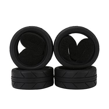 Imagem de BQLZR Pneu de borracha com padrão de flechas de 6,5 cm OD preto RC 1:10 ajuste para carro de corrida na estrada pacote com 4