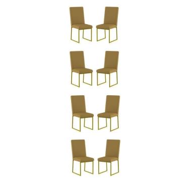 Imagem de Kit 8 Cadeiras Estofadas Base De Ferro Para Mesa De Jantar Capuccino