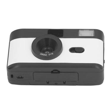 Imagem de Câmera Retro de 35 Mm, Lente 28 Mm F/8, Câmera de Filme Leve de 35 Mm Com Flash Embutido para Uso Externo (Preto Branco)