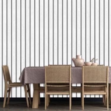 Imagem de Papel De Parede Ripa Pinus Branco Adesivo Ripados Lavável - LRP