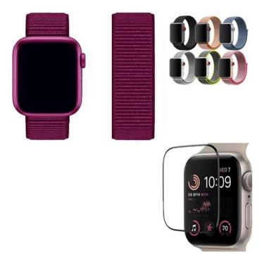 Imagem de Kit Pulseira Nylon+ Película Compatível Com Apple Watch  1,2,3,4,5,6,7