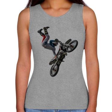 Imagem de Regata Feminina Motocross Freestyle Trick - Foca na Moda, Cinza, P