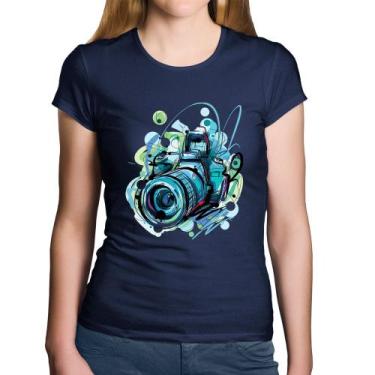 Imagem de Baby Look Algodão Câmera Fotográfica - Foca na Moda, Marinho, M