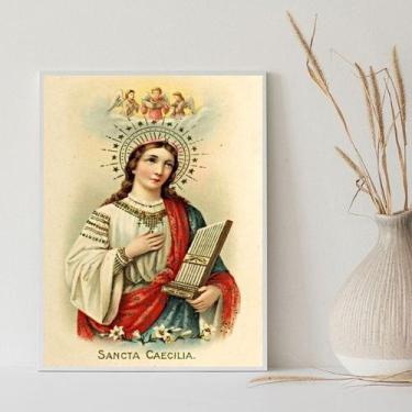 Imagem de Quadro Decorativo Santa Cecília 33x24cm - com vidro - Quadros On-line,