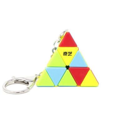 Imagem de Chaveiro Cubo Mágico Profissional Pyraminx Pirâmide Triangulo QiYi Lem