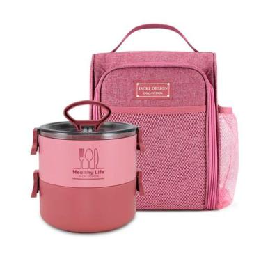 Imagem de Bolsa Térmica Lancheira Necessaire + Marmita Lanches Bebidas Fitness A
