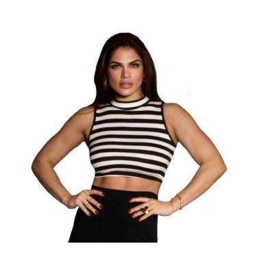 Imagem de Cropped Regata Gola Alta Blogueira Ref: 15207c  - DOCCEMULHER, Preto, 