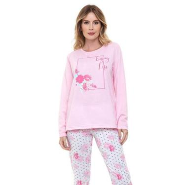 Imagem de Pijama Longo Moletinho Doce Luar 10872 Floral - Rosa, Rosa, G