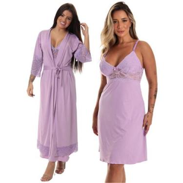 Imagem de Kit Robe Noiva Roupão Camisola Amamentação Curta Maternidade - ALTIE, 