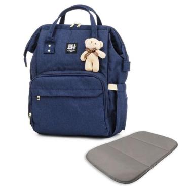 Imagem de Bolsa Mochila Maternidade Impermeável Bebê + Trocador - Bhstore, Azul