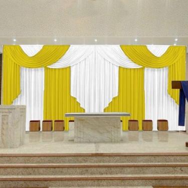 Imagem de Cortina Elegance Para Igreja Evangelica 7x4,00 amarelo com branco - ca