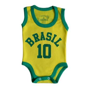 Imagem de Body Bebê Brasil Copa do Mundo Temático Uniforme Futebol Torcedor - Pa