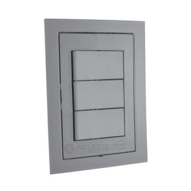 Imagem de Cj Interruptor Triplo Simples 4X2 - Dicompel Ekron Cinza