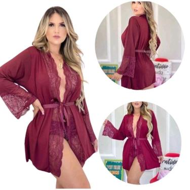 Imagem de Robe Feminino em tule c/renda que acompanha uma Calcinha Rendada