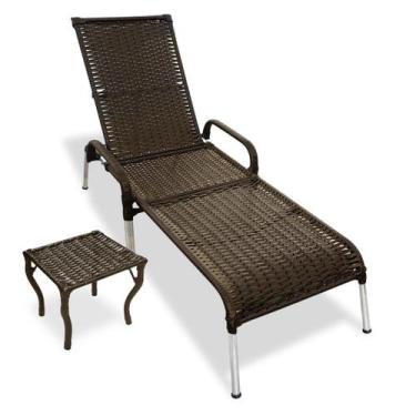 Imagem de Kit 1 Espreguiçadeira Reclinável para Piscina Madrid com Mesa de Centr