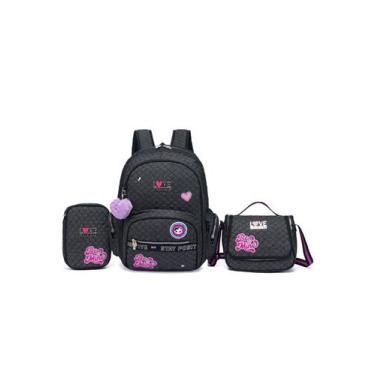 Imagem de Kit Mochila Juvenil Escolar Lancheira Térmica Estojo Moda - Polo One 