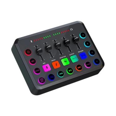 Imagem de Esquirla Mesa de som de mixagem de áudio, console de mixagem compacto, 48 V, mixer de som estéreo, mixer de DJ para gravação de palco, estúdio doméstico