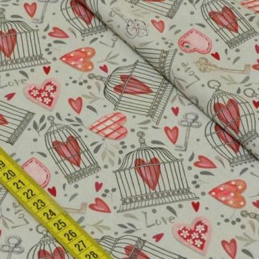 Imagem de Tecido Estampado para Patchwork - Chaves e Cadeados: Corações Aprision