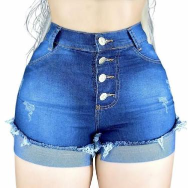 Imagem de Short jeans feminino lycra Cintura Alta tamanhos do 36 ao 48: conforto
