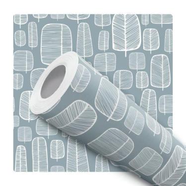 Imagem de Papel De Parede Adesivo Lavável Arvore Abstrata Cinza e Branco Quarto 