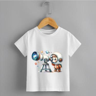 Imagem de Camiseta Infantil Menino Blusa Astronauta e telescópio 100% Algodão - 