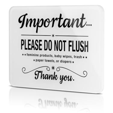 Imagem de Placa Do Not Flush – Placa de papel higiênico apenas nivelada – Sinais de banheiro para Airbnb, hotéis, negócios e banheiros domésticos placa de acrílico autoadesiva para banheiros em negócios e em