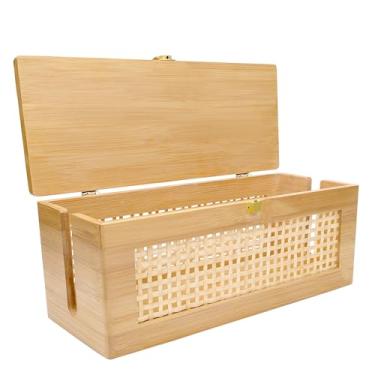 Imagem de Txcucc Caixa de gerenciamento de cabos de madeira maciça, caixa organizadora de cabos e caixa de filtro de linha para gerenciamento de cabos elétricos - Organizador de cabos sob a mesa para fios de