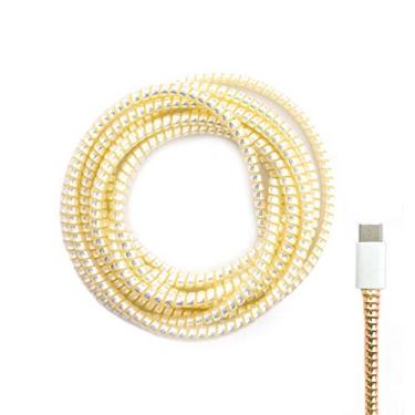 Imagem de Protetor de cabo para reparo de fios à prova de animais, protetor de cabo para animais de estimação, protetor de fone de ouvido, espiral, alívio de tensão, capa para telefone, cabo USB, 152 cm, 2