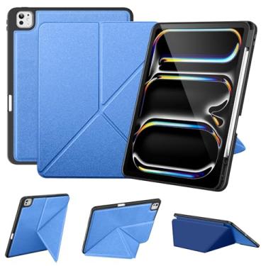 Imagem de VIKESI Capa para iPad Pro M4 de 13 polegadas 2024, capa de origami com várias dobras, suporte para vários ângulos, suporte para Apple Pencil, suporta despertar/hibernar automático - azul