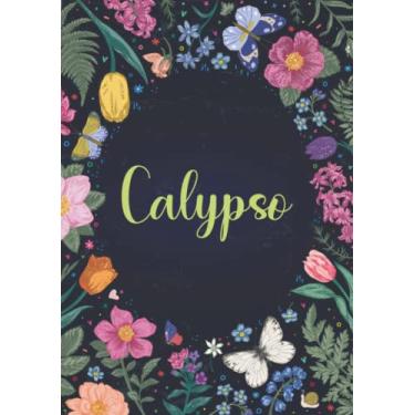 Imagem de Calypso: Carnet de notes A5 | Prénom personnalisé Calypso | Cadeau d'anniversaire pour fille, femme, maman, copine, sœur ... | Jardin de papillon | 120 pages lignée, Petit Format A5 (14.8 x 21 cm)