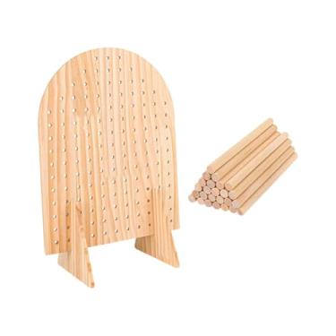 Imagem de Dynwave Suporte de exibição de madeira pegboard acessórios rack chaveiro titular para artesanato mostra casa colar pulseiras mostra venda
