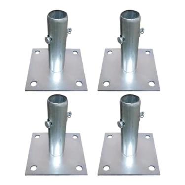Imagem de YsXoWiui 4 Placas de Base de Andaime Dos Pces 12x12cm Material de aço Galvanizado Peças Sobresselentes Diâmetro Da Tubulação 3.3cm Altura Da Tubulação 12cm