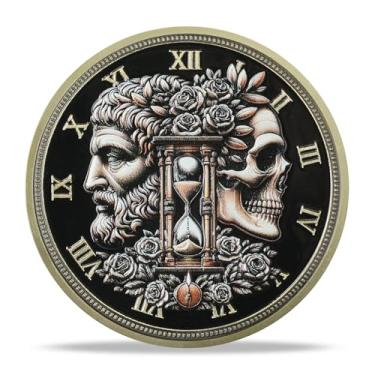Imagem de RYUKENLM Memento Mori Moeda Caveira Desafio Moedas Token de Lembrete Estoico Diário Presentes de Estoicismo Inspirador para Prática Estóica Diária