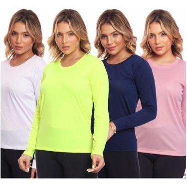 Imagem de Kit 4 Camisas Feminina Camiseta Térmica Proteção Solar Uv - MC Digital