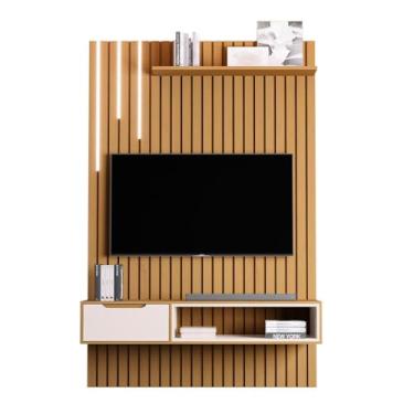 Imagem de Home Painel Ripado Tucumã 1.4 com 1 Gaveta com Led Nature/off White