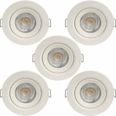 Imagem de KIT 5 SPOT LED REDONDO DIRECIONAVEL EMBUTIR 5W BRANCO QUENTE 3000k BIV