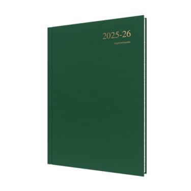 Imagem de Collins Agenda "Essentials" de 12 meses de meio/ano acadêmico, julho de 2025 a julho de 2026, diário de compromissos dia-a-página, capa dura A4, verde