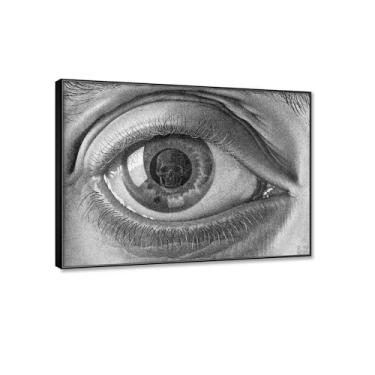 Imagem de M. C. Escher Impressão em tela arte de parede famosas pinturas a óleo reproduções "olho" Fine Art Poster Prints. Imagens abstratas em tela para decoração de parede 50x70 cm (20x28in) BlackFrame