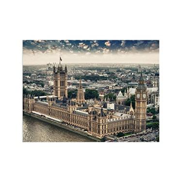 Imagem de JZSDGB Tela de paisagem urbana moderna arte de parede paisagem da cidade impressão de pintura em tela - pôster Big Ben para decoração de sala de estar 20 x 25 cm (8 x 10 pol) sem moldura