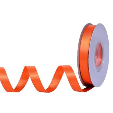 Imagem de YAMA Fita de cetim laranja dupla face, 1/2 polegada 25 jardas, para embrulho de presente, laços de cabelo, decoração de festa de casamento