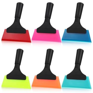 Imagem de 6 peças de rodo pequeno rodo de silicone para limpeza de janelas com alça antiderrapante, ferramentas de tingimento de janela para carro, espelho de vidro, chuveiro, banheiro (12 cm)